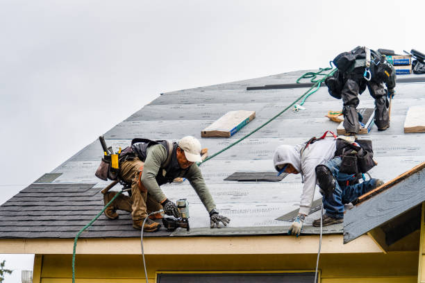 Professional Gutter Installation technician working in Gowen, MI